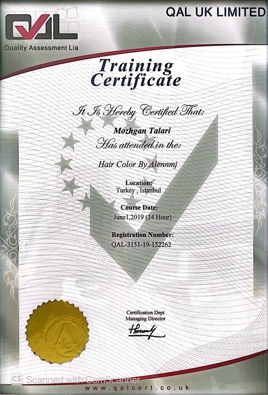 مدرک بین‌المللی Hair Color Master — QAL UK Limited — استانبول